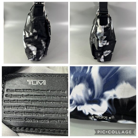 Tumi Black Blue Floral Nylon Croosbody Bag - Picture 8 of 13